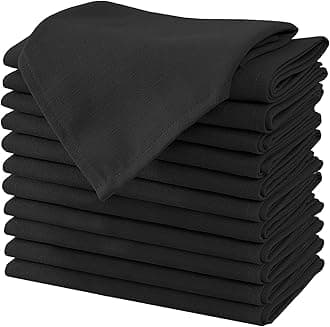 H.VERSAILTEX Cloth Napkins Set of 12 (18" X 18") Linen Textured Dinner Napkins Waterproof Extra Soft Thick Durable Reusable Napkins with Hemmed Edges for Dinners, Weddings and Everyday Use, Black