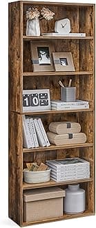 CUSTOS Collection - Bookshelf, 6-Tier Bookcase, Book Shelf, Open Storage Shelf, 9.4 x 23.6 x 63.3 Inches, for Living Room, Home Office, Dinning Room, Rustic Brown ULBC166X01
