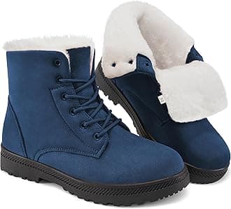 HARENCE Winter Snow Boots for Women: Warm Fur Lined Ankle Booties Lace Up Slip on Outdoor Walking Womens Boots
