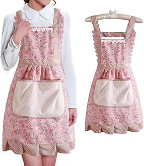 Waterproof Bib Apron with Pocket, Azonee Kitchen Cooking Apron for Women, Hand Wipe Chef Apron for Home, Restaurant, and BBQ Use, Durable Cotton Canvas Fabric