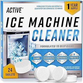 Ice Machine Cleaner Maker Descaler - 24 ACTIVE Clean Tablets Compatible with Frigidaire, Opal, GE Profile, Kitchenaid, Nickel Safe Scale Remover for Countertop, Nugget Ice Makers - Bulk 1 Year Supply