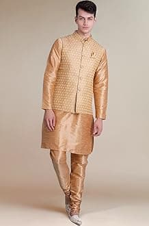 Uri and MacKenzie Men's Silk Blend Kurta Pajama with Designer Ethnic Nehru Jacket/Modi Jacket
