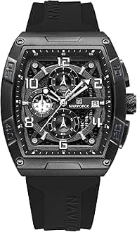 NAVIFORCE Waterproof Chronograph Sport Rectangle Watch for Men, with Auto Date Women Quartz Wrist Watches, Colorful Silicone Band