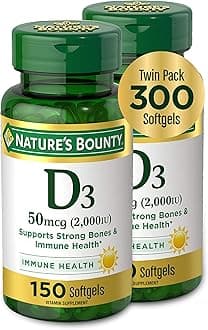 Vitamin D3, Supports Immune System and Bone Health, 50mcg, 150 Softgels (Pack of 2)