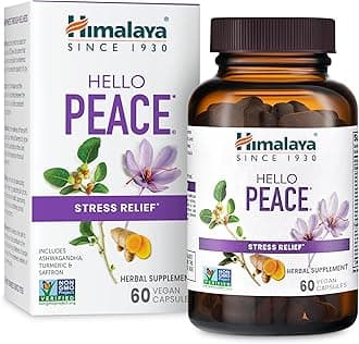 Hello Peace - Herbal Stress Relief Supplement with Ashwagandha and Turmeric for Normal Cortisol and Adrenal Support - Vegan, Non-GMO, Gluten Free, 60 Capsules