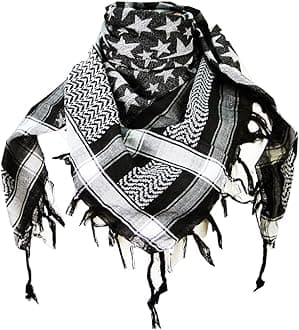 Premium Star Pattern Shemagh Head Neck Scarf - Black/Grey