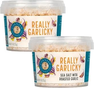 Cornish Sea Salt Really Garlicky Seasoning | Cooking & Hydration | Hand-Harvested in Celtic Waters | 1.9 oz Resealable Tub (Pack of 2)
