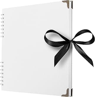 Bstorify Square Scrapbook Photo Albums 70 Pages (25.4 x 25.4 cm) White Thick Paper, Hardcover, Metal Corners - Ideal for Your Scrapbooking Albums, Art & Craft Projects (White, 25.4 x 25.4 Cm)