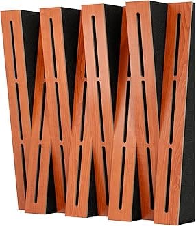 (8 Pack) — FUTURA | Acoustic Slat Wood Wall Stripes Panels | High Density Foam | Absorption - Diffusion - Reflection - Soundproofing - Insulation | Color: (Cherry, FUTURA)