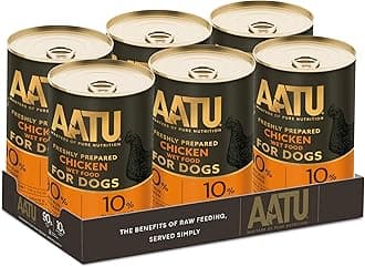 AATU 90/10 Wet Dog Food in a Tin - Chicken (6x400g) - Grain Free Recipe - No Artificial Ingredients - Good for Low Maintenance Feeding. (Packaging may vary).