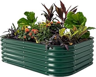 Aluzinc Raised Garden Bed Kits, 17" Tall 6 in 1 Modular Metal Raised Planter Bed for Vegetables Flowers Patio Ground Planter Box-British Green