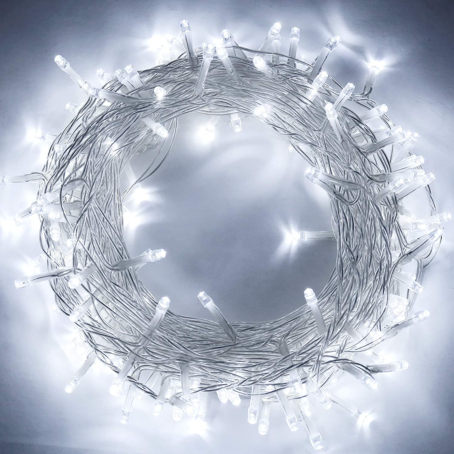 Aluan Christmas Lights String Lights 100 LED 33ft+10ft 8 Modes Plug in Indoor String Lights 31V Waterproof Fairy Lights Home Garden Party Wedding Christmas Tree Window Curtain Decoration, Cool White