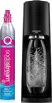 SodaStream Terra Sparkling Water Maker (Black) with CO2 and Dishwasher Safe Bottle