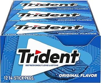 Trident Flavor Sugar Free Gum Packs of 14 Pieces Total Pieces, Original, 168 Count, (Pack of 12)