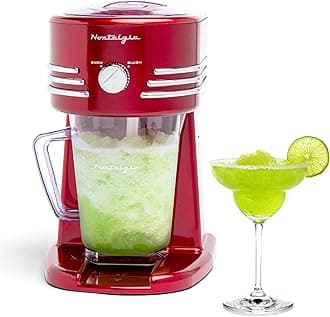 Nostalgia 40-Ounce Frozen Beverage Station Perfect for Slush Drinks, Snow Cones, Margaritas, Daiquiris, Stainless Steel Blades, Cord Storage, Retro Red