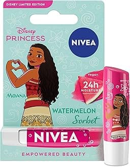 Disney Princess Moana Limited Edition Watermelon Sorbet Lip Balm (4.8g), Unique Disney Princess Inspired Lip Balm for Kids, Contains Moisturising Shea Butter for 24 Hour Moisture