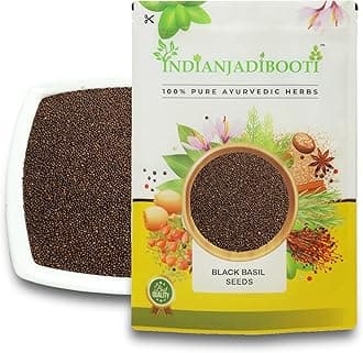 IndianJadiBooti Beej Tulsi - Tulsi Manjari - Krishna Tulsi Seed for Eating - Shyama Tulsi Seeds (Edible) - Krishna Basil Seeds - Kali Tulsi Beej - Tukhme Rehan, 900 Grams | (Pack Of 2)