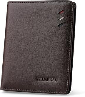 Men's Wallets Genuine Leather Thin Wallet Men Short Credit Card Holder Small Front Pocket Money Clips Bifold Slim Purse with ID Window (Brown)