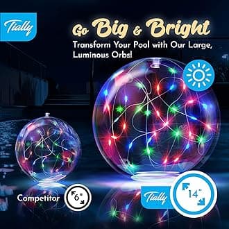 TIALLY - Floating Solar Pool Lights, 2 Pack Color Changing LED Balloons for Outdoor Swimming Pool, Birthday Party, Wedding Decoration