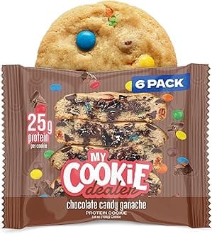 My Cookie Dealer Protein Cookies, Chocolate Candy Ganache (6-Pack, 3.8oz Each) - 25g of Protein per Cookie - Individually Wrapped Workout Snacks for On-The-Go Travel