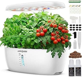 Indoor Garden Hydroponics Growing System: 12 Pods Plant Germination Kit Herb Garden Kit Growth Lamp Countertop with LED Grow Light Hydrophonic Planter Grower Harvest Vegetable Lettuce