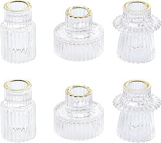 Vixdonos Set of 6 Glass Candlestick Holders