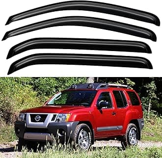 Window Visors Rain Guards Shield for 2005-2016 Nissan Xterra, Tape-on Window Wind Deflectors Vent Shades for 05-16 Nissan Xterra