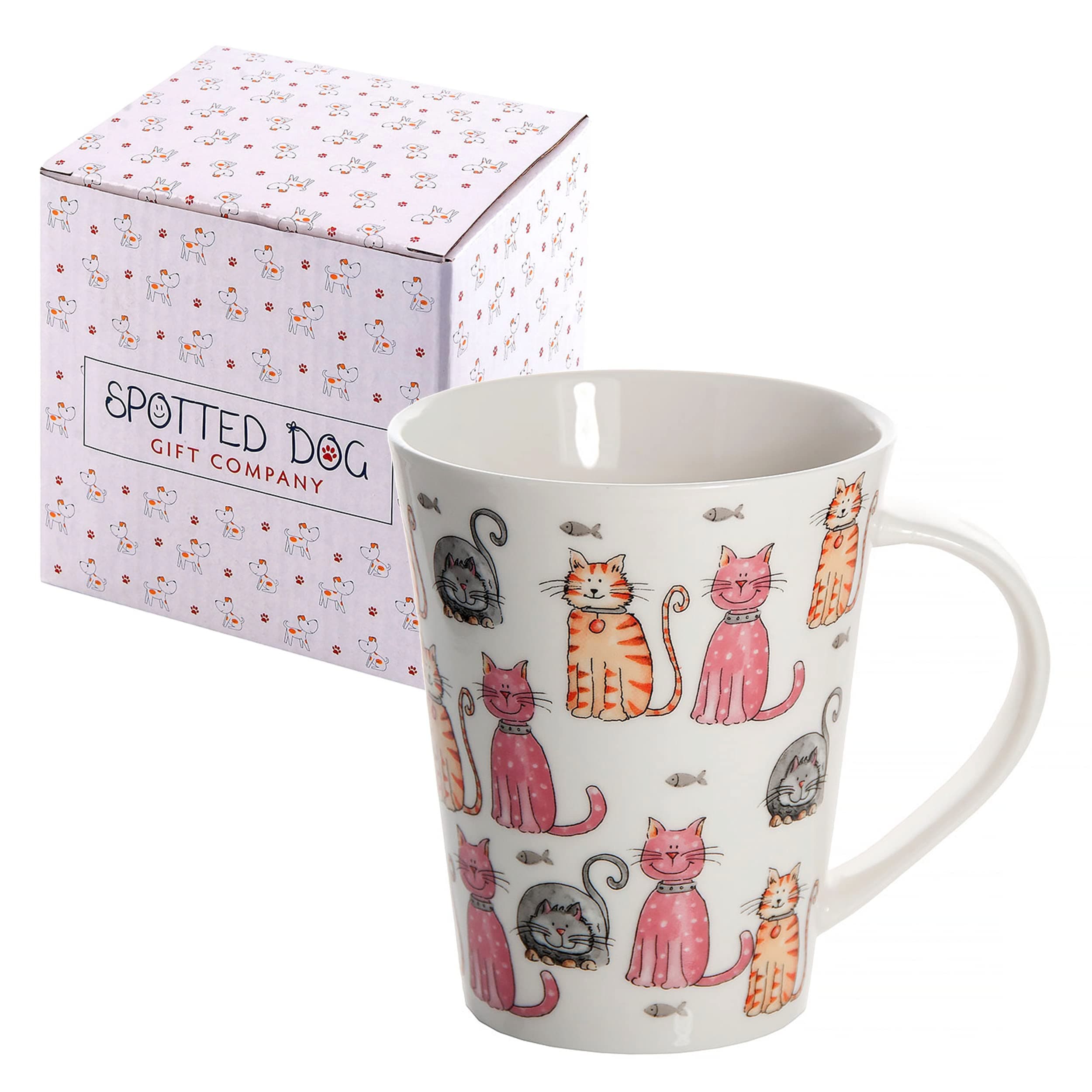 Cat Mug, 12.2 oz Ceramic Coffee Mug & Tea Cup, Happy Cats Themed, Microwave & Dishwasher Safe, Cute Cat Gifts for Women and Animal Lovers
