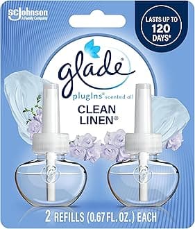 Glade PlugIns Refills Air Freshener, Scented and Essential Oils for Home and Bathroom, Clean Linen, 1.34 Fl Oz, 2 Count