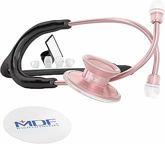 Acoustica Lightweight Stethoscope for Doctors, Nurses, Students, Home Health Use, Adult, Dual Head, Black Tube, Rosegold (Matte Finish) Chestpiece-Headset, MDF747XPRG11