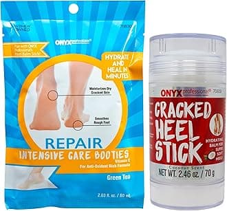 Onyx ProfessionalFoot Mask + Heel Balm for Dry & Callused Feet, Cracked Heel Repair for Men & Women, Moisturizes & Hydrates Cracked, Rough Skin, Foot Balm & Moisturizing Socks, 2-Piece Foot Care Kit