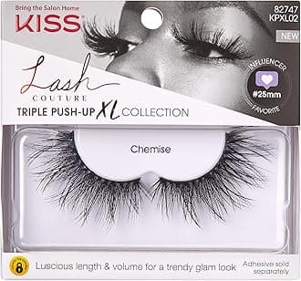 Lash Couture Triple Push Up XL Collection, 3D Volume False Eyelashes in Extra Long Length with Triple Design Technology, Cruelty-Free, Contact Lens Friendly, and Reusable, Style Chemise, 1 Pair