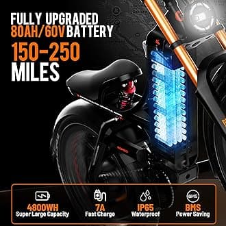 eAhora Romeo Pro 3 (2025 Launch) 5000W Electric Bike for Adults, 60V/80AH 200+Miles Long Range Ebike, 50Mph Dual Motors Ebike, 26 * 4.0" Fat Tire Electric Mountain Bike Black+Rack+Basket