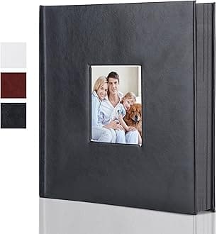 Leather Scrapbook Album DIY Set Scrap Book Album Hardcover Pictures Book 10.5"x10.5",DIY,Handmade for Anniversary,Family Memories,Couples,Friend&Baby,Accommodates 3x5 to 8x10 Photos (Leather-black)