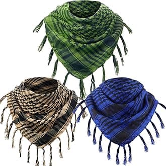 SATINIOR 3 Pcs Shemagh Scarf Men Keffiyeh Scarf Arab Scarves Unisex Plaid Turban with Tassels for Men Women Winter Outdoor