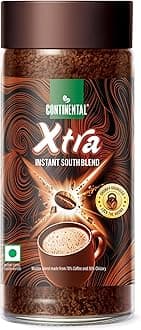 - CONTINENTAL XTRA Coffe | 100g Jar | 70% Coffee - 30% Chicory Blend | Medium Roast | Strongest Instant Coffee Powder | South Indian Coffee | Chunky Granules