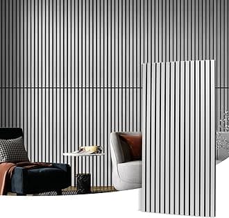 Art3d 2 Wood Slat Acoustic Panels for Wall and Ceiling - 3D Fluted Sound Absorbing Panel with Wood Finish - Silver