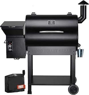 ZPG-7002B Newly Upgrade Wood Pellet Grill & Smoker, 8 in 1 BBQ Grill Auto Temperature Controls, inch Cooking Area, 700 sq in Black