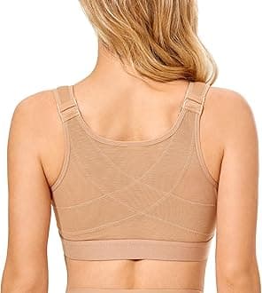 Delimira Women's Front Fastening Bras Non Wired Posture Correcting Back Support Post Surgery Bra Plus Size Comfort
