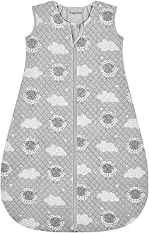 Yukkidds Baby Sleeping Bag 2.5 Tog 0-6 Months Newborn Sleeping Bag 100% Cotton Sleep Sack for Winter Warm and Comfortable Grey