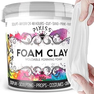 Pixiss Moldable Soft Sculpting Cosplay Foam Clay (White) (300 Gram) - High Density, Perfect for Intricate Designs | Air Dry | Great for Cutting with Knife or Rotary Tool, Sanding or Shaping