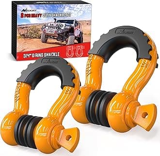 2 Pack 3/4" D-Ring Shackle with 7/8" Screw Pin 41,887lbs Break Strength, Heavy Duty Off Road Recovery Shackle with Isolators Washers for Use with Tow Strap, Winch, Off-Road Jeep Truck Vehicle
