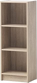 Timber Art Design UK 3 Tier Bookcase Open Narrow Tall Shelf Rack Contemporary Organizer Display Shelving Unit for Modern Living Room, Office Space, Study Room Furniture, Grey - W40 x H106 x D30cm