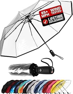 REPEL Windproof Travel Umbrella - Compact & Withstands Winds up to 85MPH , Strongest Premium Auto Folding Umbrella for Rain and Sun - Durable, Light & Portable for Women & Men , Fits Backpack & Cars
