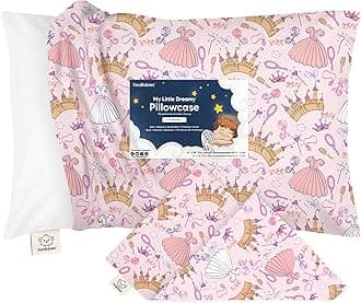 KeaBabies Toddler Pillowcase 13"x18" - Organic Cotton Toddler Pillowcase for Kids, Boys,Girls,Soft & Durable Cotton Cover for Miniature Sleepy Pillows,Cute Colors,Pillow Sold Separately(Dear Princess)