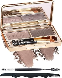 Eyebrow Powder Kit-2 Colors Eye Brow Tinting Powder Palette Long-Lasting Waterproof, Light Dark Grey Brown Brow Filler Product, Mother's Day Makeup Gift for Women Girl, with Mirror Brow Brush-Set 03
