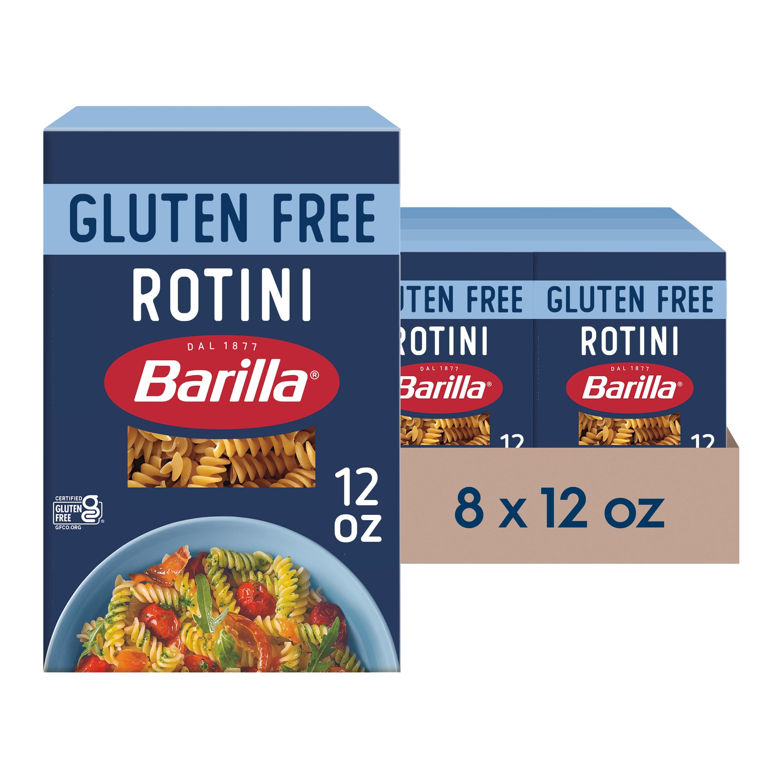 Gluten Free Rotini Pasta, 12 Ounce (Pack of 8) - Non-GMO Gluten Free Pasta Made with Blend of Corn & Rice - Vegan