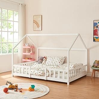 [en.casa] Children's bed Sisimiut House bed 120 x 200 cm with fall-out protection Slatted frame Pine White