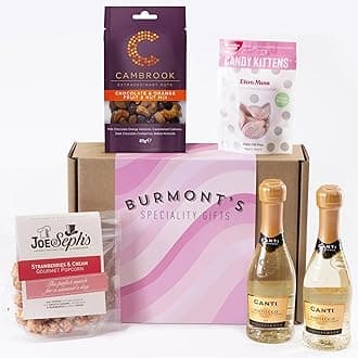 The Prosecco and Treats Hamper For Her - Two Small Prosecco, Truffles, Hazelnut Chocolates, Joe & Seph's Popcorn & Candy Kittens - Hamper Exclusive To Burmont's