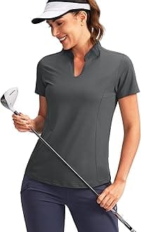 Obla Women's Golf Polo Shirt V-Neck Short Sleeve Collarless Quick Dry Tennis Running T Shirt Golf Tops for Women